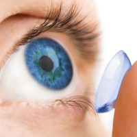 beautiful human eye and contact lens isolated